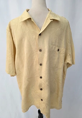 Luau Camisa Hombre Manga Corta Seda Amarillo Talla L M237 Foto 1 de 4