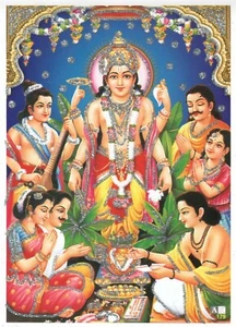 Póster Sri Satyanarayan Puja Pooja Póster Vishnu Oficina en el Hogar Templo en todo el mundo - Imagen 1 de 1