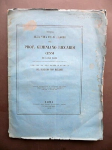Intorno alla Vita e Lavori del Prof. G. Riccardi Luigi Lodi Roma 1875 Matematica - Foto 1 di 4