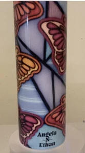 Butterfly Tumbler Made In Vibrant Colors, Stained Glass Pattern. 20oz Insulated - Picture 1 of 2