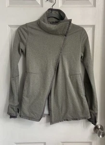 Ivivva Girls Jacket Size 10 Gray Big Business Wrap Fleece Lined Snap Button - Picture 1 of 8
