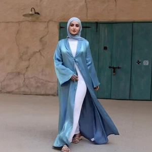Dubai Open Kimono Abaya Maxi Dress Muslim Women Kaftan Turkey Islamic Clothing - Picture 1 of 10