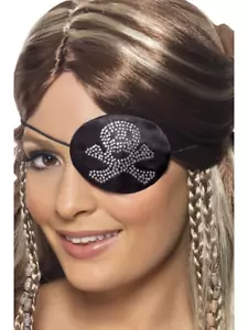 Pirates Cosplay Fancy Dress Pirates Eyepatch w/ Diamante Motif Skull & Crossbone - Picture 1 of 1