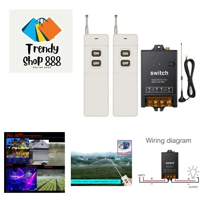 Interruptor Remoto Inalámbrico 12V,1500M Metros Larga Distancia,DC 12V/24V/48V/72V/40A... Foto 1 de 4