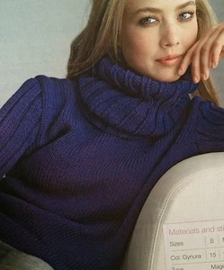 Ladies Sweater With Detachable Cowl Collar Knitting Pattern, S,M,L,XL,XXL,XXXL - Picture 1 of 1