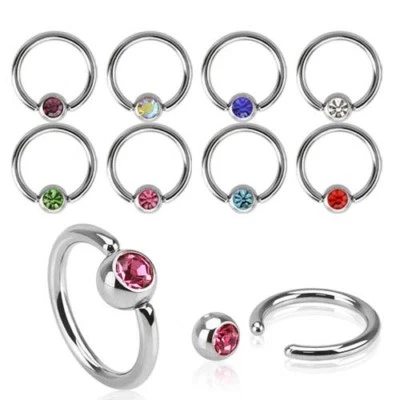 BCR Klemmring Lippen Piercing Brust Helix Septum Ring Nasenpiercing Silber Z507 - Bild 1 von 2