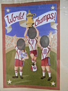 POTTERY BARN KIDS Sports Party Soccer Picture Face World Champ Canvas Banner - Picture 1 of 3