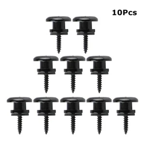 Black Set of 10PCS Guitar Strap Buttons Strap Locks Mushrooms Head End Pins - Picture 1 of 10