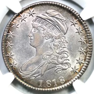 1818 O-112a R-5- NGC AU 58 Rare LDS Capped Bust Half Dollar 50c - Picture 1 of 3