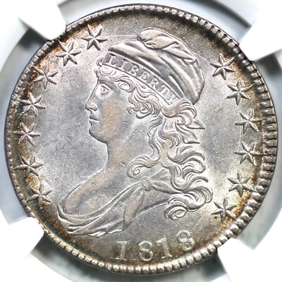 1818 O-112a R-5- NGC AU 58 Rare LDS Capped Bust Half Dollar 50c - Image 1 of 3