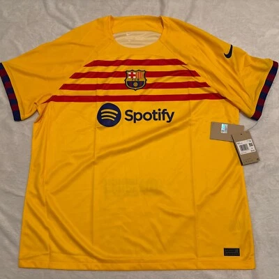 2022-23 Nike Men’s Barcelona Yellow Fourth Soccer Jersey 2XL XXL Barca
