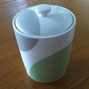 Tarro de galletas de café Starbucks 2005 descontinuado verde plata - Imagen 1 de 5