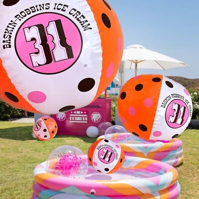 New! 10 Vtg ::BASKIN ROBBINS:: Beach Balls 16" Pool Party Favors Inflatable - Image 1 of 4