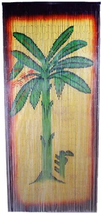 Natural Bamboo Beaded Curtain Banana Tree Scene Beads Window Doors Divider