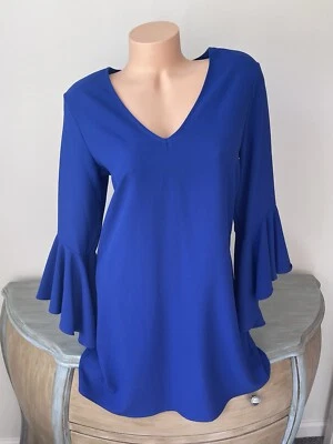 Mini Vestido Everly Anthropologie Azul Real 14 XL Estilo Campana Fairycore Cuello en V Y2K Foto 1 de 4