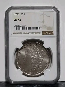 1896 Morgan Silber Dollar NGC MS-62 - Bild 1 von 2
