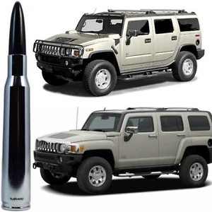 Chrome with Black Tip Bullet Antenna for Hummer H2 and H3 Billet Aluminum - Picture 1 of 4