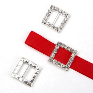 50pcs Square Rhinestone Diamante Buckle Ribbon Slider Wedding Decoration Gift - Picture 1 of 4