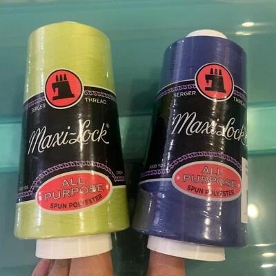 Maxi-Lock ALL PURPOSE Thread 3,000 yds Each 2 Cones SOUR APPLE & ROYAL BLUE NWT - Image 1 of 4
