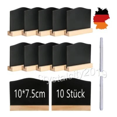 10 x Mini Kreidetafel mit Ständer, Kleine Tafel Holzschilder, 2 x Flüssigkreide - Bild 1 von 4