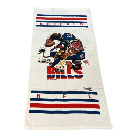 1988 Vintage NFL Buffalo Bills Jack Davis White Caricature Beach Towel (30"x60") Cover