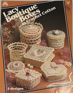 Vintage Lily #102 Lacy Boutique Boxes Crochet Cotton Patterns Leaflet 1986 USA - Picture 1 of 1
