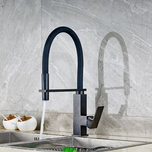 ORB Kitchen 360°Swivel Spout Pull Down Spray Sink Mixer Faucet Black Neck Taps - Bild 1 von 4