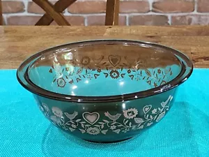Pyrex Vintage forever yours Friendship birds hearts Glass Bowl 323 1.5Ltr - Picture 1 of 8