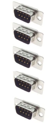 5 Pack DB9 Male Gold 9-Pin Connector RS232 Serial Solder Cup Socket Assembly - Image 1 of 2