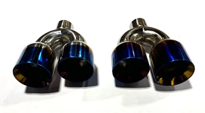 Dual 4" Quad Staggered Burn Style Exhaust Tips Fits Acura TL 2004-2014 - Picture 1 of 4
