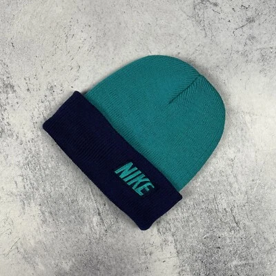 Gorro de colección Nike Big Logo años 80 azul/verde talla única raro de colección ropa de calle original Foto 1 de 4