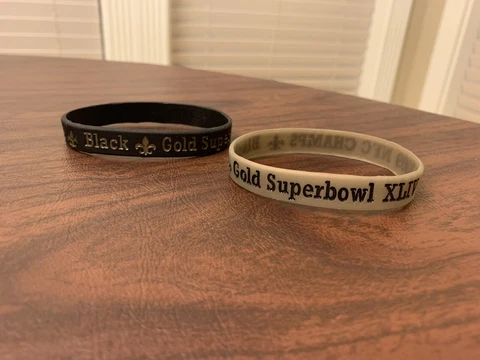 NEW- Set Of Two New Orleans Saints Superbowl XLIV 2009 Silicone Bracelets Cover