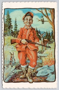 Boy This is the Life Hunter Holding Rifle Painting Postcard - Picture 1 of 2