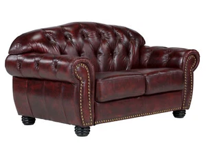 Sofa Chesterfield Hereford 2-Sitzer Echtleder rot 2er Couch Ledersofa Büro - Bild 1 von 8