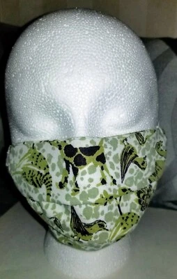 Face Mask Animal Print Triple Layer Cotton Filter Pocket Washable Adult OSFM USA - Image 1 of 4