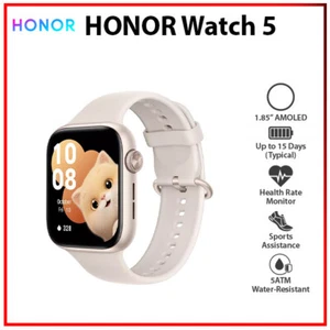 NEW HONOR Watch 5 GOLD 1.85" AMOLED 5ATM Bluetooth GPS Android iOS Smartwatch - Picture 1 of 6