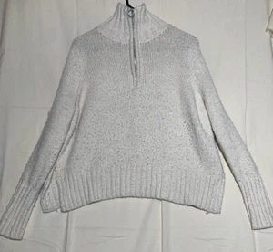 Zara Knit Women's Sz S Knit Pullover 3/4 Zip Turtleneck Sweater Acrylique Ivory - Picture 1 of 7