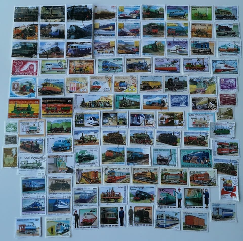 Trains/Railways/Railroad Stamps Collection - 100 to 1000 Different Stamps Cover