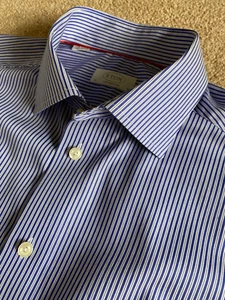 FANTASTIC ETON BLUE STRIPE BUTTON CUFF SHIRT 16 COLLAR EU 41 - Picture 1 of 5