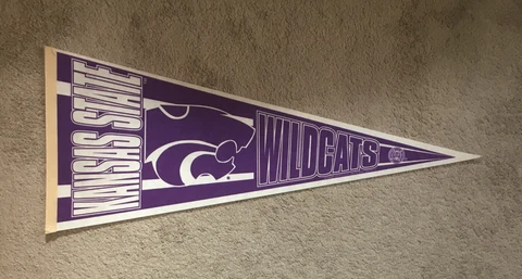 Vintage NCAA Kansas State University Wildcats Felt Purple & White NCAA Pennant Cover