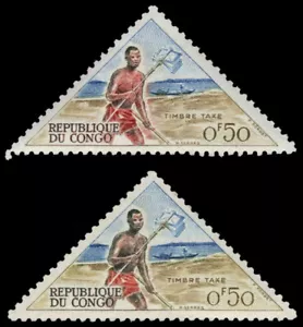 P.R. CONGO J34var - Postage Due "Postal Runner" Deep Brown Omitted (pf45261) - Picture 1 of 1