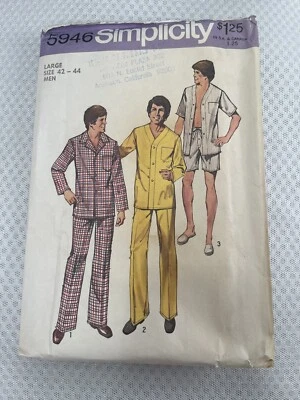 Vtg Simplicity 5946 Sewing Pattern PAJAMAS Top Pants Shorts S Large 42-44 Uncut - Image 1 of 3