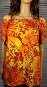 Das hawaiianische Original orange schulterfrei S floral - Bild 1 von 3