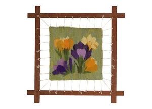 70er Jahre schwedische gerahmte Textil Tulpenplatte Vintage skandinavisch 39,7 cm - Bild 1 von 6