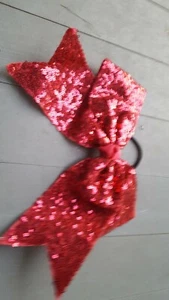 Cheer Bow Pink Sequin Ponytail holder gymnastics - Picture 1 of 2