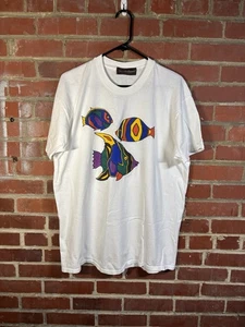 Vintage 90s Alexander Campbell Shirt White Colorful Fish Art Graphic Adult XL - Bild 1 von 7