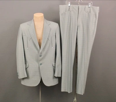 Traje de Ocio Occidental Para Hombre De Colección Años 70 Gris 2 Piezas Talla 40 Años 70 Disco Poliéster Foto 1 de 4
