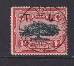 TONGA, 1899 1d. T-L, BODA REAL, marca de agua lateral, usada. - Imagen 1 de 1