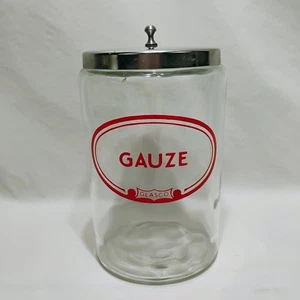Vintage GLASCO Glass Medical Apothecary Jar Gauze Stainless Steel Lid Canister  - Picture 1 of 11