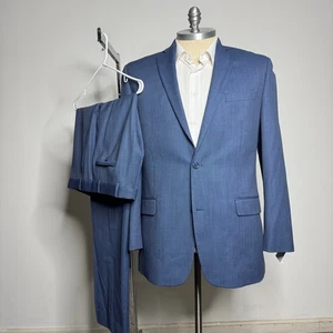 Traje Michael Kors 44L 36W Azul 100% Lana Dos Piezas Para Hombre Sólido - Imagen 1 de 12